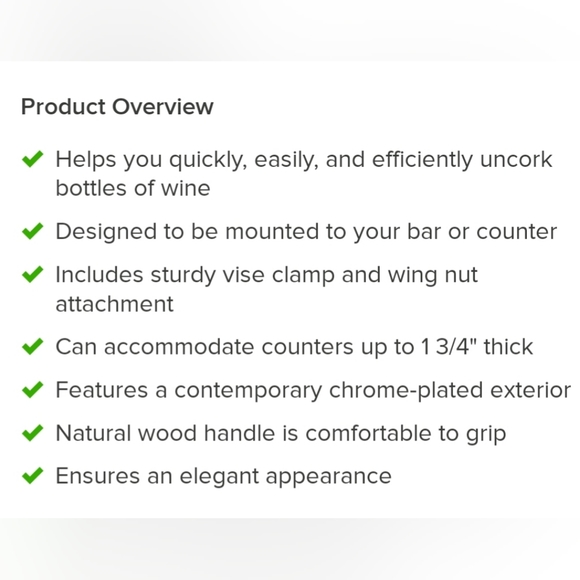 Franmara 5511 Bar-Pull chrome-plated counter mount wine bottle opener - Picture 4 of 4